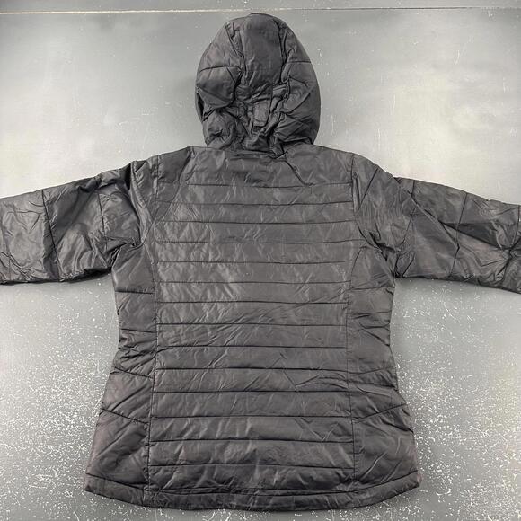 Columbia Puffer Jacket Women Medium Black Quilted Hooded Winter Packable - Picture 7 of 8